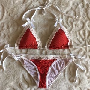 Sparkly red and white bikini
